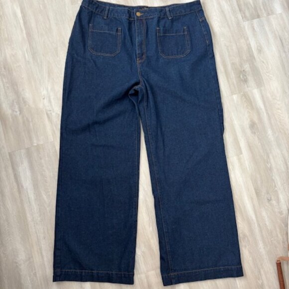 LTS Long Tall Sally Indigo Blue Pocket Detail Wide Leg Jeans - size US20 - Picture 4 of 8